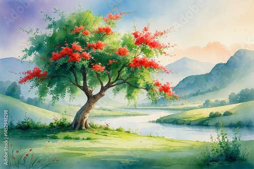 autumn landscape with lake