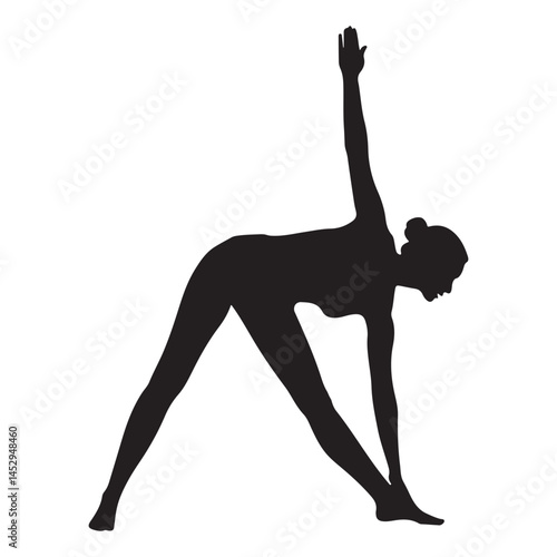 Triangle Pose Hand In Front practice Trikonasana Hand In Front Yoga silhouette white background