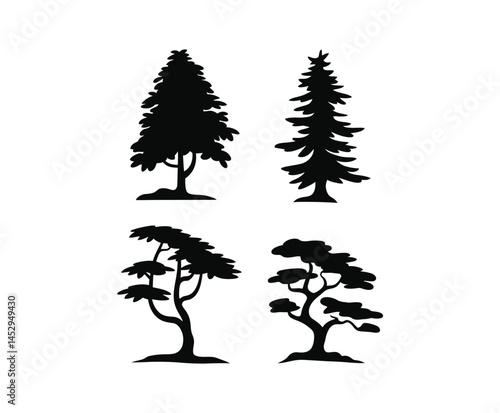 Juniper Tree Silhouette EPS Template Vector File