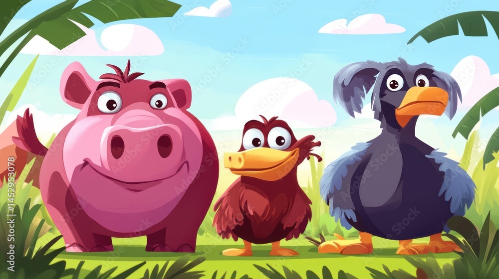 Fototapeta premium Three friendly jungle animals (1)