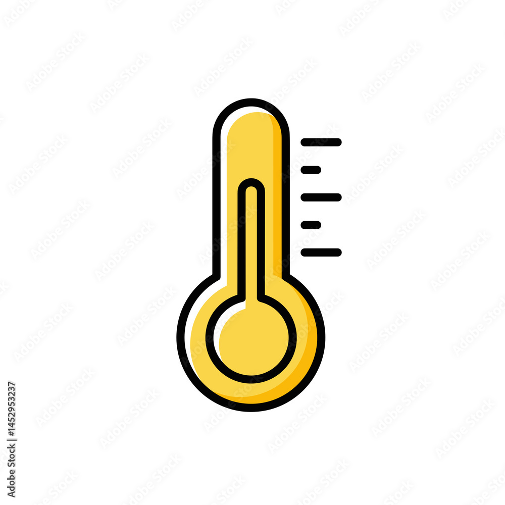 Yellow thermometer icon representing temperature measurement Yellow thermometer icon representing temperature measurement