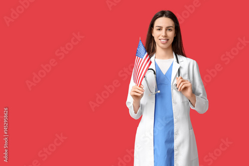 Young female doctor with US...