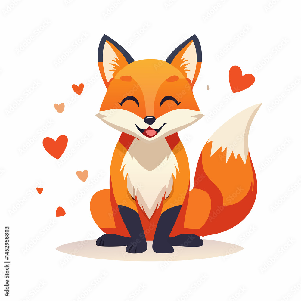 Fototapeta premium Playful Smiling Fox – Bold Colors, Vector Art4