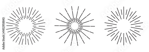 Starburst line art icon. Vector logo spark sunburst. Outline sunburst and starburst, editable stroke .