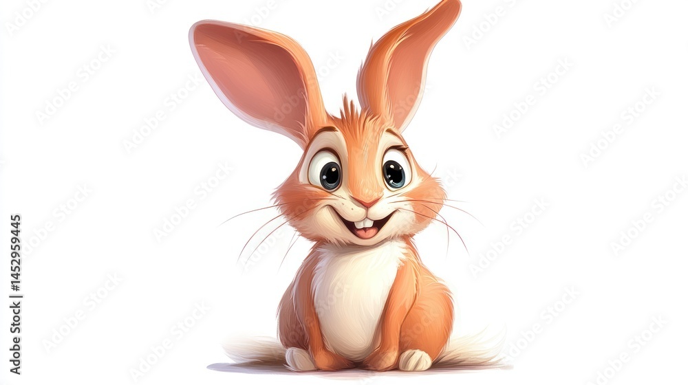 Obraz premium Cute cartoon bunny, happy expression