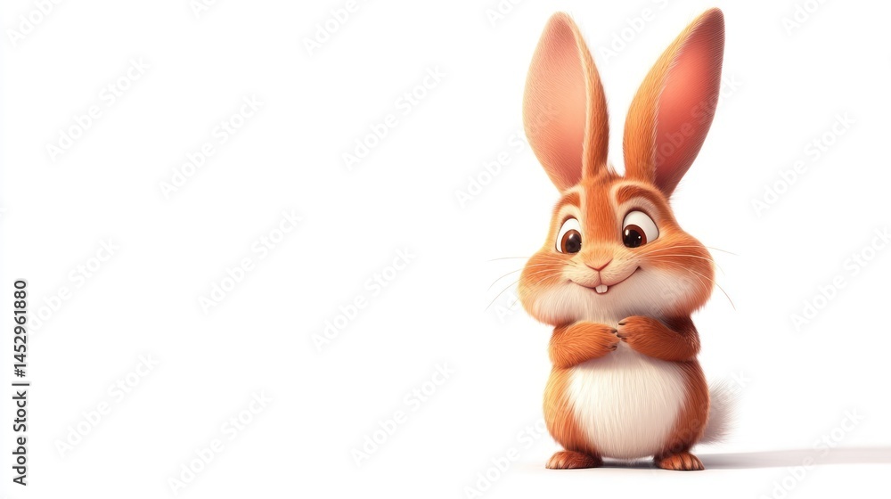 Obraz premium Cute cartoon rabbit, happy expression (1)