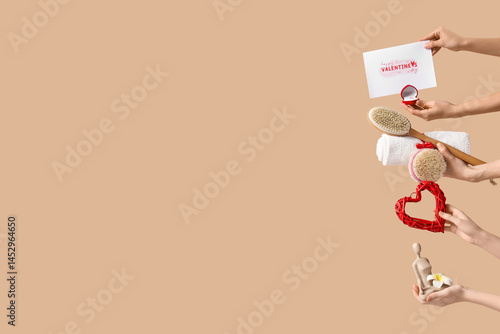 Female hands with card for ...