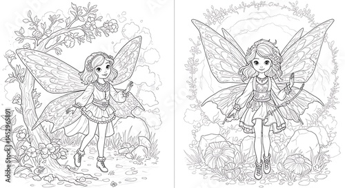 Enchanted Fairy Coloring Pages: Whimsical Line Art AI Generated