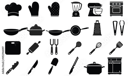 Collection of Kitchen Utensils and Cookware Silhouettes