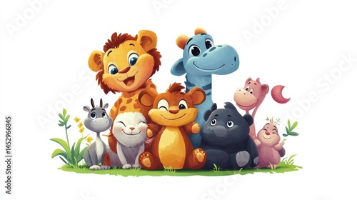 Cute cartoon animals in a group (1)