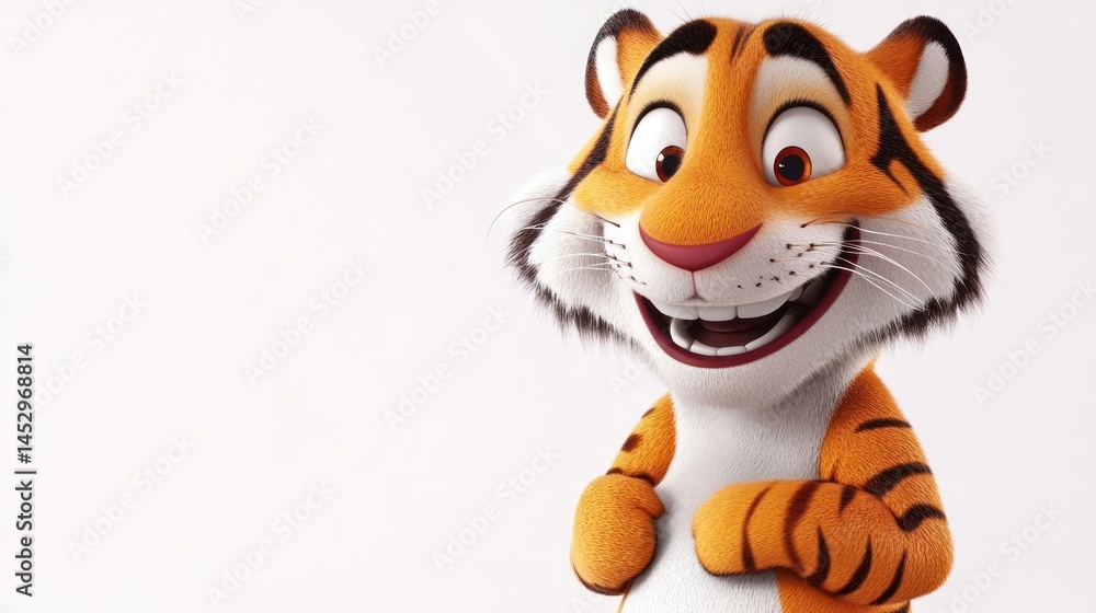 Cartoon tiger, happy, playful pose Cartoon tiger, happy, playful pose