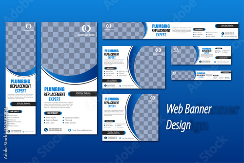 Creative & modern web banner template set, social media cover ads banner, abstract web banner design, flyer invitation card.