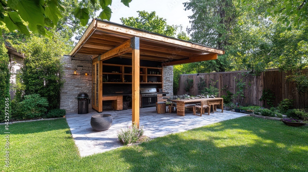 Modern outdoor kitchen and dining pavilion Modern outdoor kitchen and dining pavilion