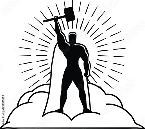 Heroic Strength Silhouette Vector ,silhouette of a woman