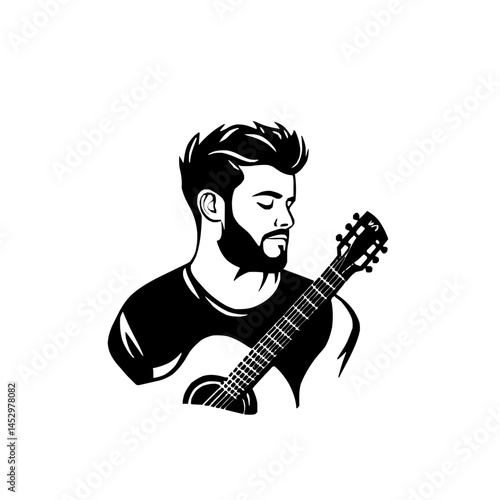Innovative and Bold Musician Logo Merging Organic Hand-Drawn Illustrations with Crisp Vector Elements for a Modern Identity
