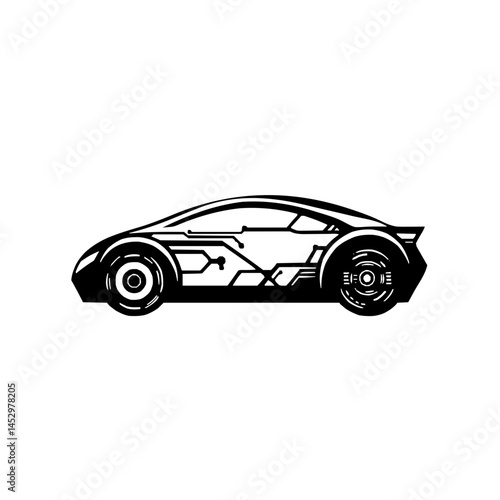 Futuristic Car Mechanic Logo with Dynamic Lines, Geometric Innovation and High-Tech Symbolism for Modern Automotive Branding