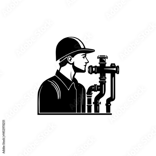 Innovative Plumber Emblem Featuring Fluid Shapes, Contemporary Pipe Motifs, and Clean Minimalist Graphics