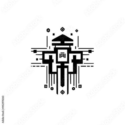 Futuristic Minimalist Engineer Logo Featuring Sleek Geometric Shapes and Technical Precision with Gradient Highlights