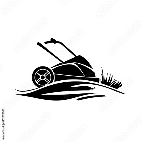 Sleek and Modern Lawn Mower Logo with Minimalistic and Eco-Friendly Design Emphasizing Innovation and Efficiency