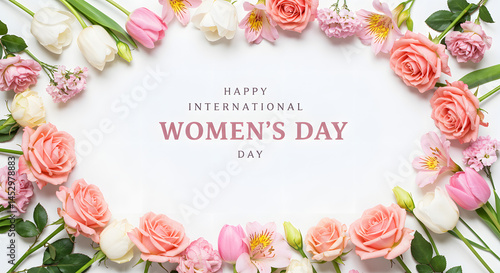 Elegant floral frame symbolizing Women's Day celebration.