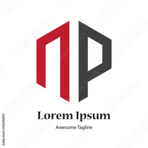 np letter creative polygon shape logo design icon