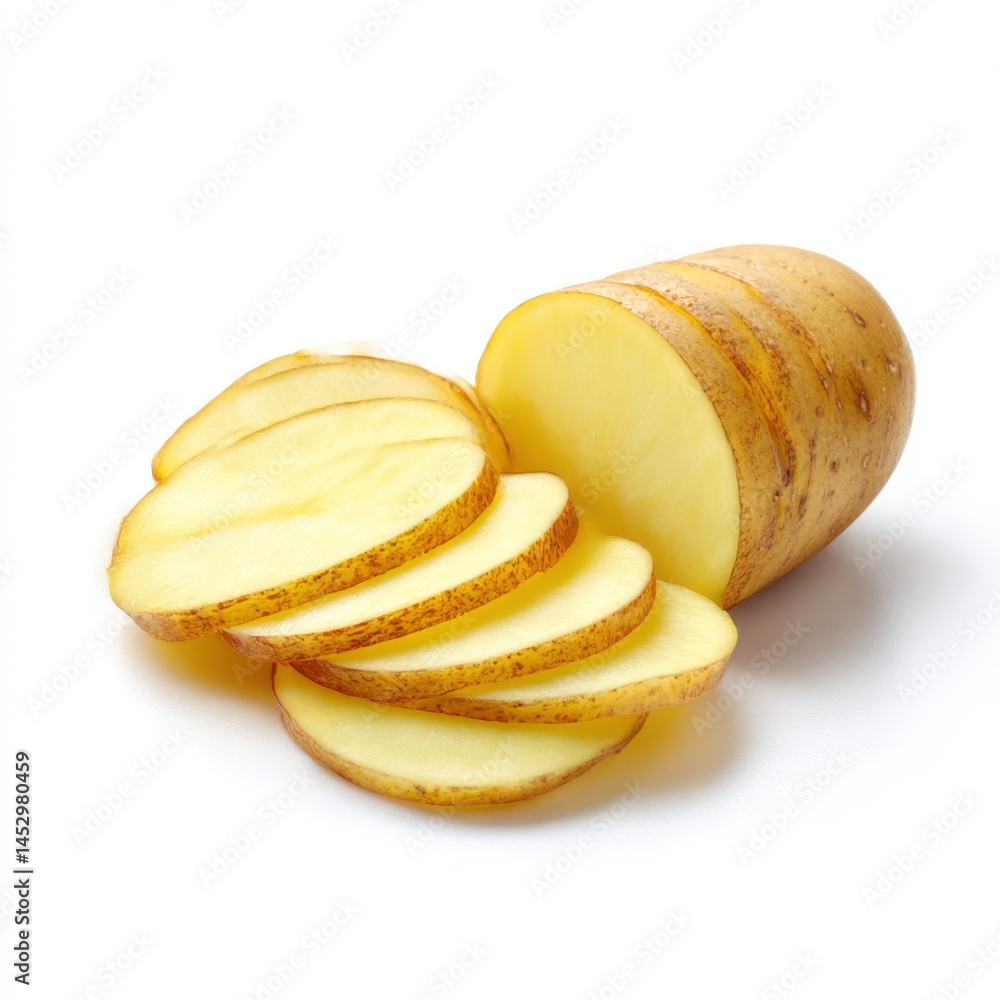 Sliced potato isolated on white background Sliced potato isolated on white background