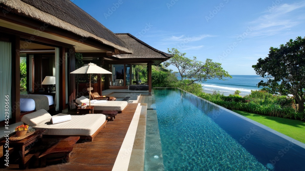 Fototapeta premium Luxury Beachfront Villa with Infinity Pool