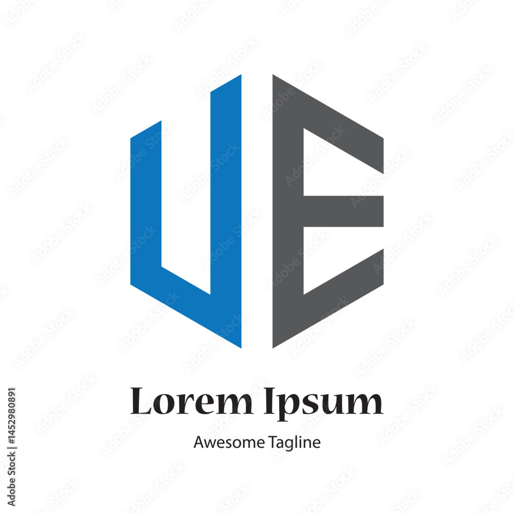 Fototapeta premium ue letter creative polygon shape logo design icon