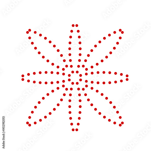 Radiant Geometric Starburst: A Precise Pattern of Red Dots Against Black
