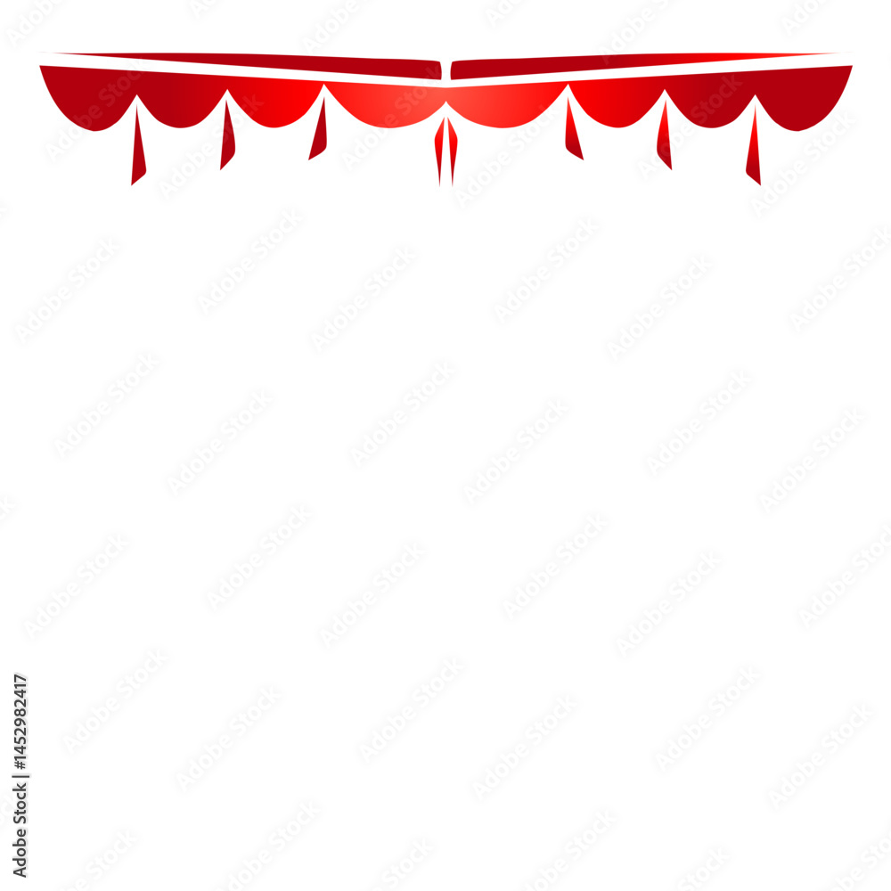 Fototapeta premium Stylized red valance with stylized pendant features against a black backdrop