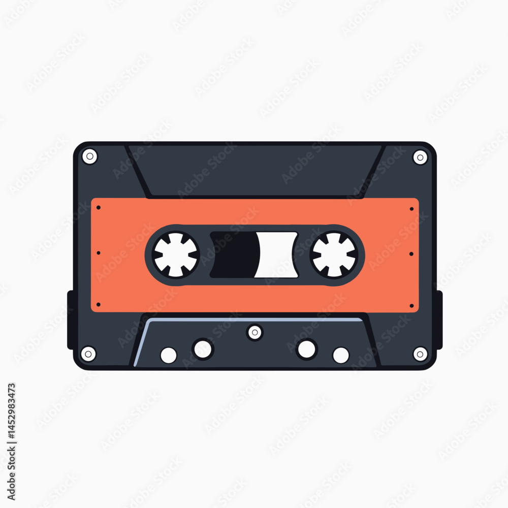 Obraz premium vintage orange cassette tape with black case