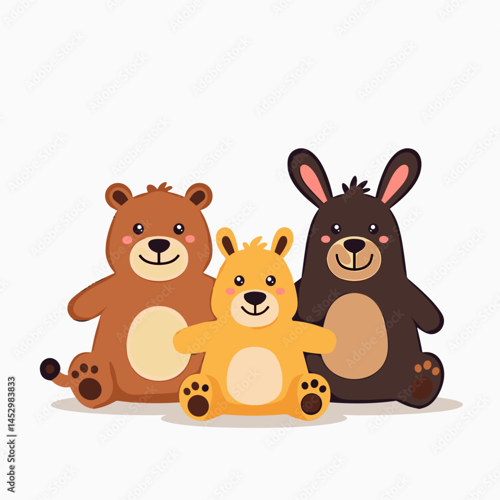 Obraz premium colorful cartoon bears cute stuffed animals