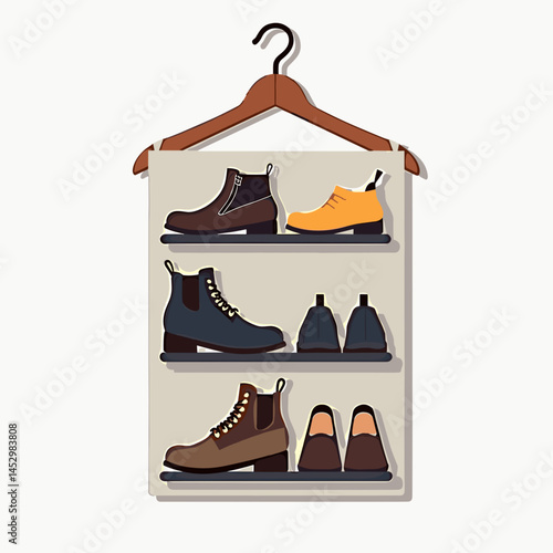 colorful boot collection on rack