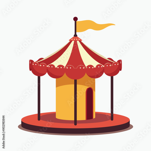 vibrant circus tent with red and yellow stripes