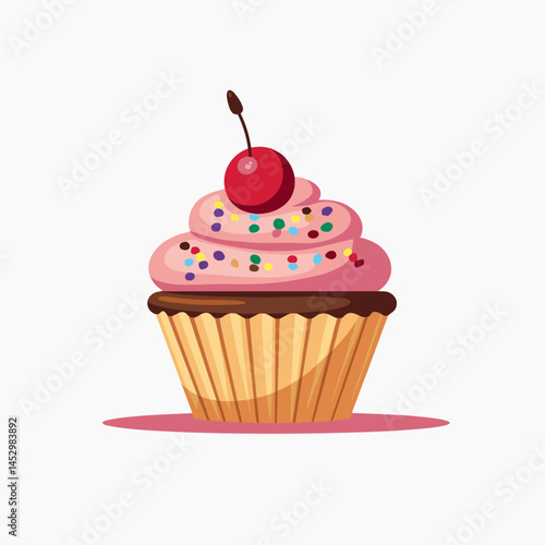 colorful cherry cupcake with sprinkles