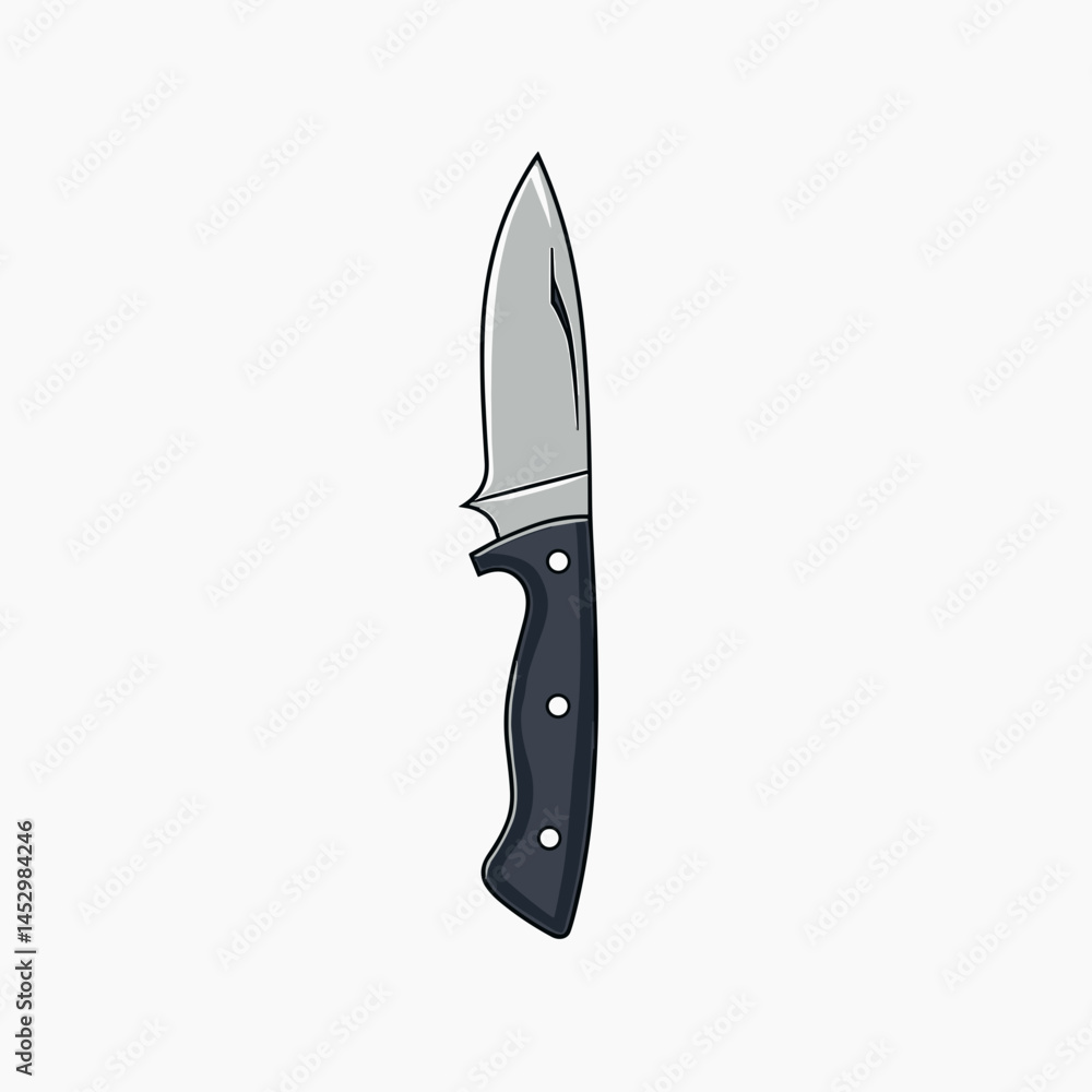 Obraz premium black and silver knife with wooden handle