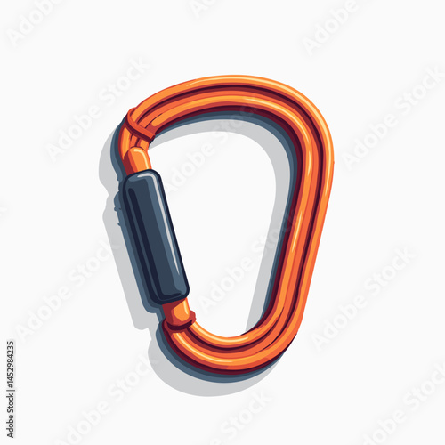 vibrant orange carabiner with black handle  outdoor adventure gear