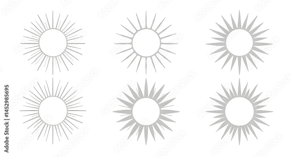 set of gray sun bursts vector set of gray sun bursts vector