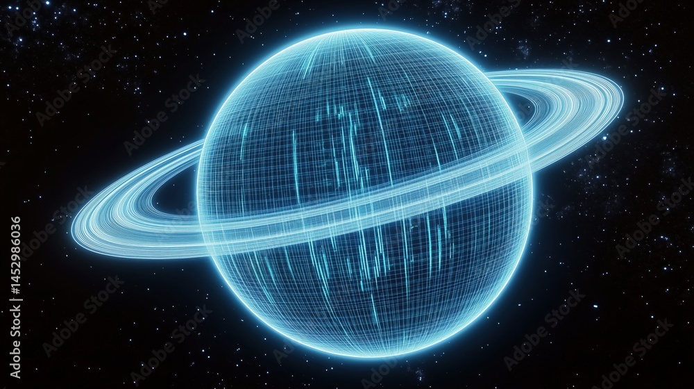 Obraz premium Cyberpunk Planet with Rings