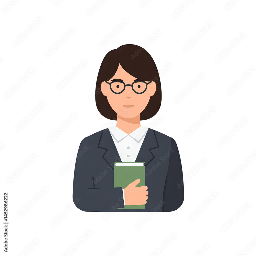 Professional Woman in Suit Holding Book Businesswoman Portrait Illustration Professional Woman in Suit Holding Book Businesswoman Portrait Illustration