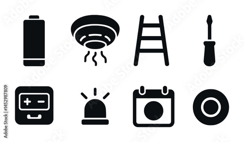 Home maintenance solid icons set – repair, diy, and toolbox symbols