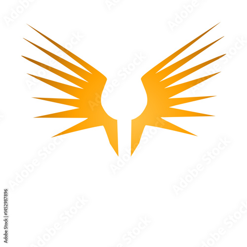 Stylized wings emblem evoking strength and ambition in golden illustration