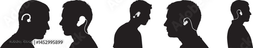 Men's Profiles Showing Different Hearing Aid Styles
