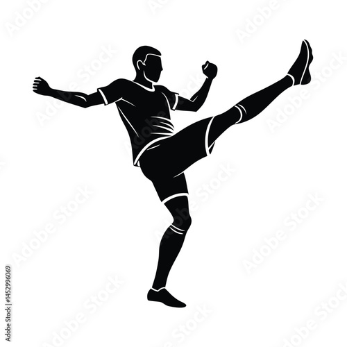 player kicking vector silhouette on white