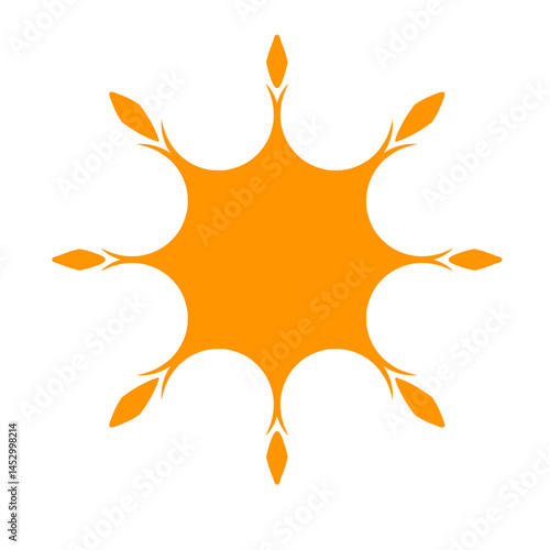 Abstract botanical orange burst radiates vibrant minimalist design against black