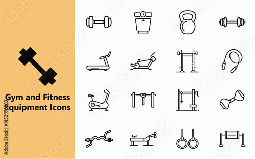 Gym and Fitness Equipment Icons set