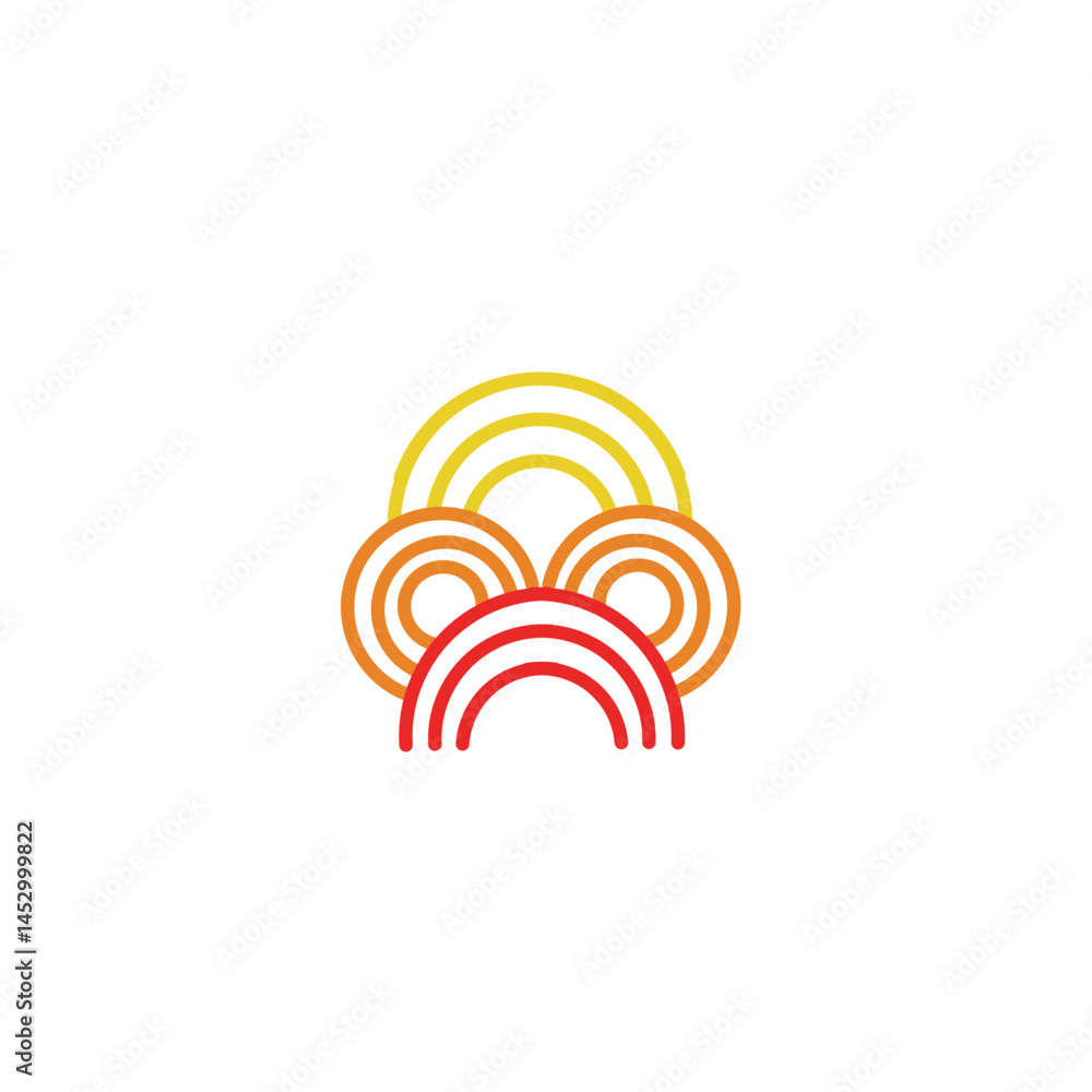 Vibrant concentric arcs on black evoke a sense of stylized geometry Vibrant concentric arcs on black evoke a sense of stylized geometry