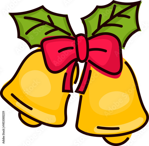 Golden Jingle Bells with Red Ribbon for Festive Decor