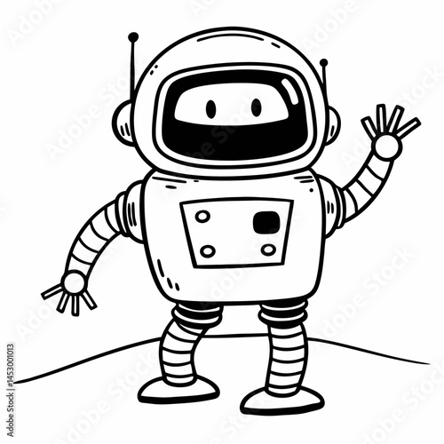 Robot Companion Line Art Design