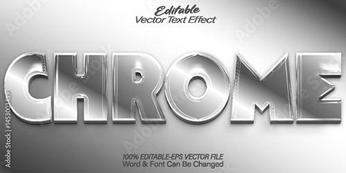 Chrome  Vector Text Effect Editable Alphabet Metal Steel Silver Iron Aliuminum